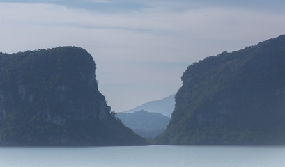 view in Siam bay,gulf of Thailand,mountain on Suratthani coast