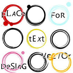 Set of different Grunge circles with place for your text. vector illustration