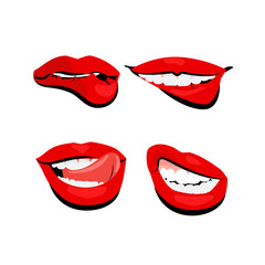 colored icons sexy shiny red lips