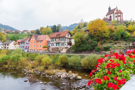 Autumn Gernsbach city landscape in Germany