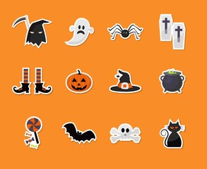 set of Halloween sticker icons