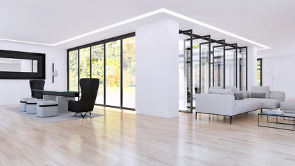 Modern Living room 3d render