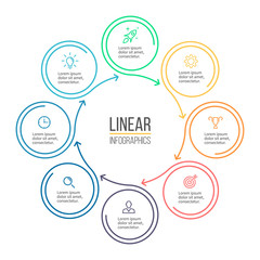 Linear infographis. Minimalistic chart, diagram with 8 steps, options. Vector design element.