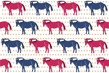 Pattern of red and blue horces in vector on polka dot pattern for kids clothes