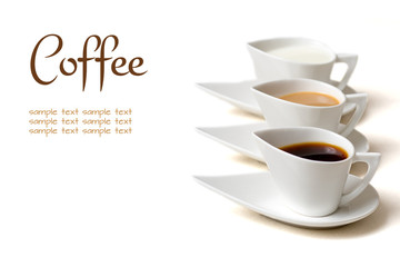 coffee concept with three coffee cups