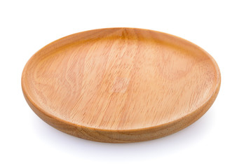 wood plate on white background © sommai