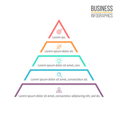 Pyramid, triangle with 5 steps, levels.