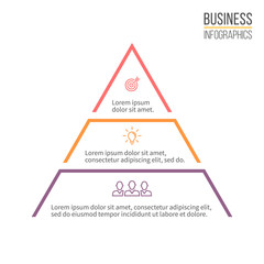 Pyramid, triangle with 3 steps, levels.