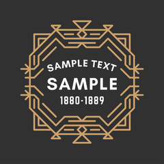 Art Decorative Geometric Vector Frames and Borders. Brown on black background. Vector Ornaments, Vector Decoration, Line Ornament, Vector Logos, Vector Labels