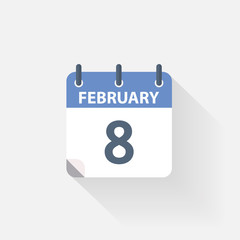 8 february calendar icon