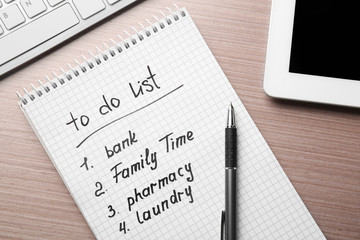 To do list. Family time concept