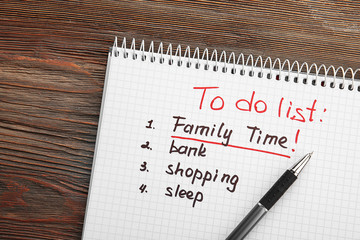 To do list. Family time concept