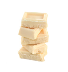 White chocolate tiles isolated on white