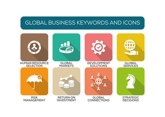 Global Business Flat Icon Set