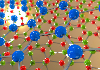 Molecules Background / 3D render image representing a group of molecules