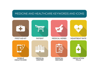 Medicine and Healthcare Flat Icon Set