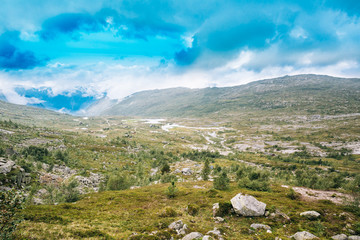 Fototapeta na wymiar Amazing Nature OfThe Norwegian Mountains Landscape. Nature Of Norway