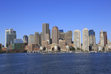 Fototapeta na wymiar Boston skyline and harbor, USA