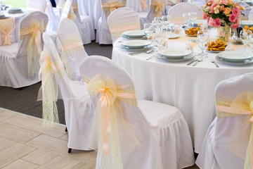 Fototapeta na wymiar wedding chair with ribbon