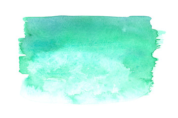 Teal green gradient rectangle painted in watercolor on white isolated background - 118979598