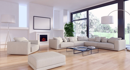Fototapeta premium Modern Living room 3d render