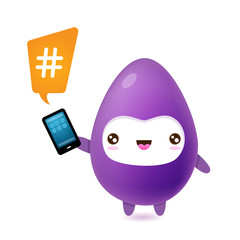Cartoon character with mobile phone