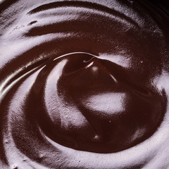 Macro image of a dark melted chocolate