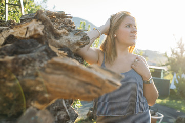 sexy young female in the field