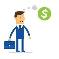 Businessman thinking about money vector