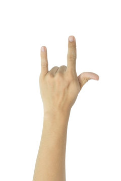 Hand in I love you,Love hand sign,hand language, Isolated on whi