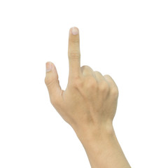 male hand pointing. Isolated on white background