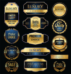 Premium and luxury golden retro badges and labels collection 