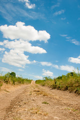 Country road disappearing into the sky