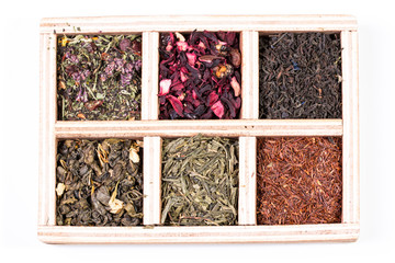 assortment of dry tea. healthy food concept