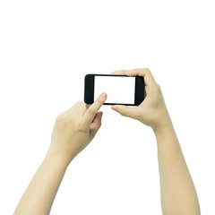 Two hands holding big screen smart phone