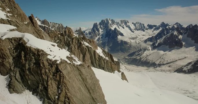 Mt. Aiguille Verte, Mer de Glace Glacier, Mont Blanc Massif,Chamonix,Haute Savoie, France, Europe