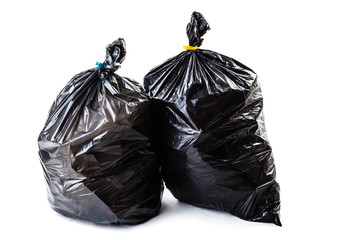 Black garbage bag isolated
