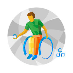 Physically disabled boccia player. Flat sport icon.