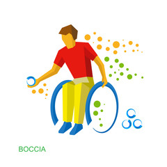 Physically disabled boccia player. Flat sport icon.