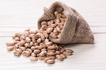 brown beans, healthy food on white background