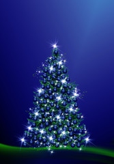 weihnachtsbaum vor blau