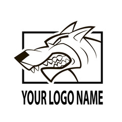 black and white image of a wolf head