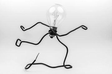 Fantasy figure of a light bulb and wire.