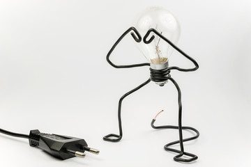 Fantasy figure of a light bulb and wire.