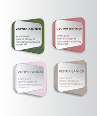 Abstract vector banner set. Paper round notes with swirl design.