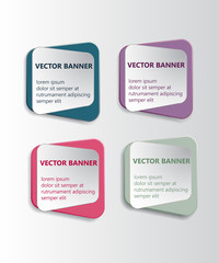 Obraz premium Abstract vector banner set. Paper round notes with swirl design.