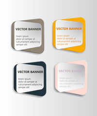 Abstract vector banner set. Paper round notes with swirl design.