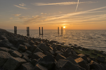 Sunrise above the Wadden Sea from the dike of Terschelling.