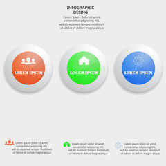 Glossy colorful plastic buttons for infographic, numbered banner