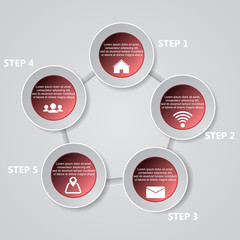 5 Steps chart template/graphic or website layout. Vector.